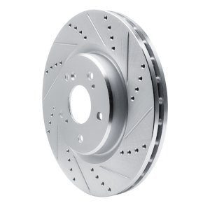 Acura RDX Brake Rotor (1) - Front Right - R1 Concepts - Drilled & Slotted - Silver - `19-`25